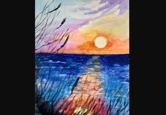 Watercolor Painting: How to Paint an Ocean Sunset