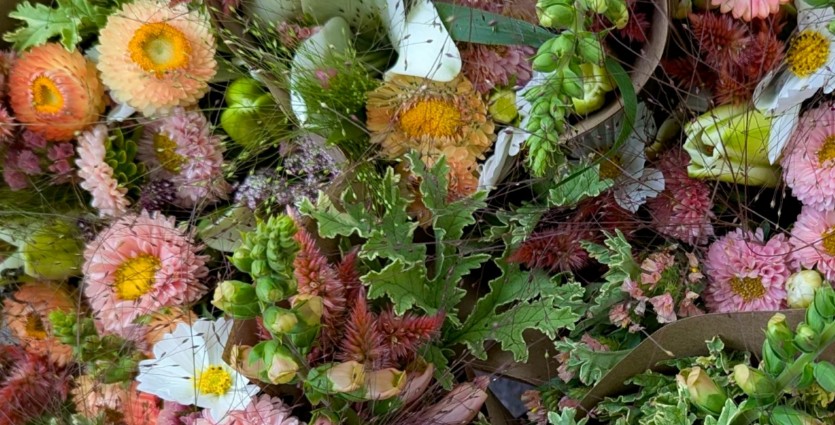 Harvest Time with Grass and Fall Florals