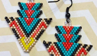 DIY Kit to Make Indian Style Fringe Beading Earrings Long Earrings Pattern  Jewelry Make Adult Craft Bead Brick Stitch Tutorial Kit 