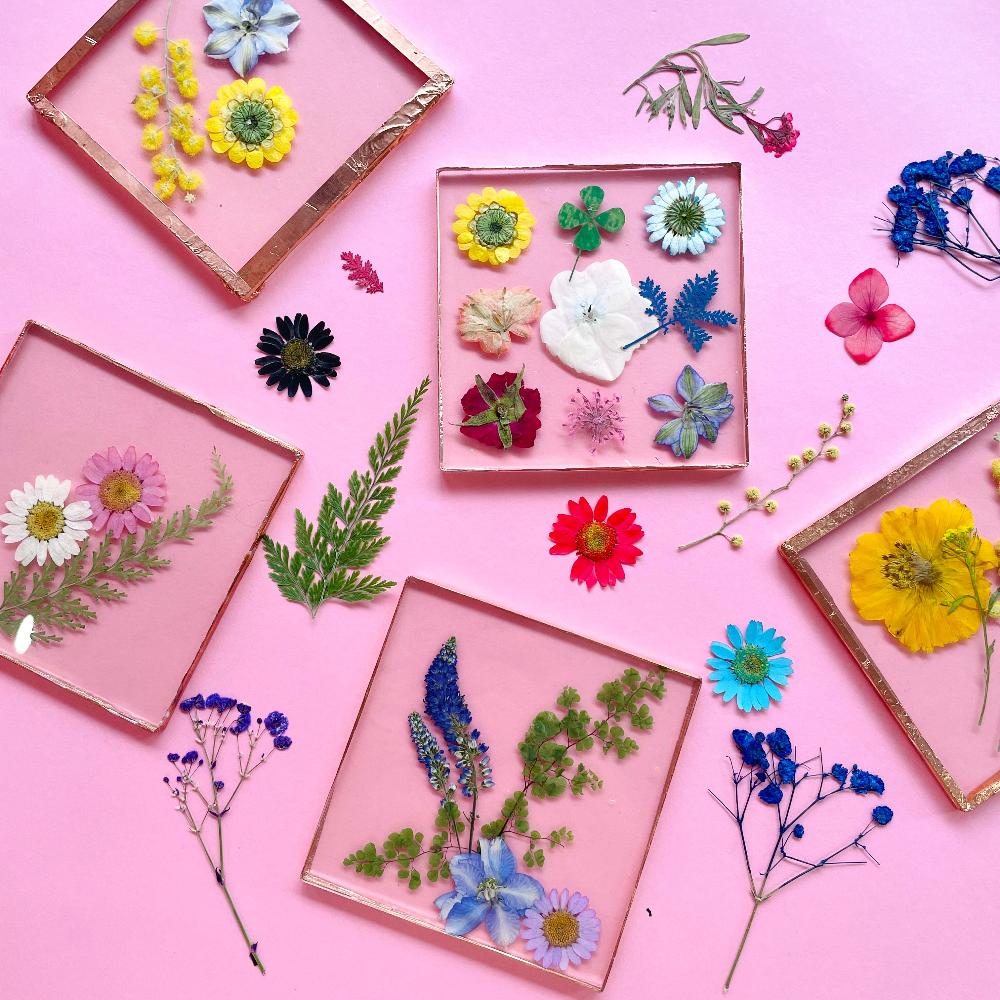 Pressed Flower Coasters