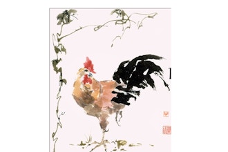 Rooster Brush Painting