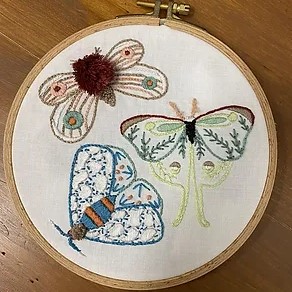 Botanical Fiber Art Workshop: Fluffy Moth Embroidery