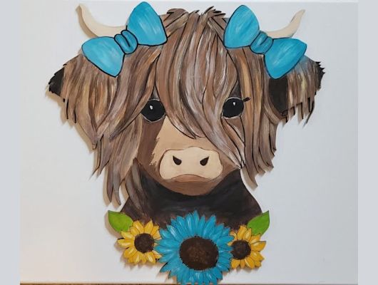 Highland Cow Door Hanger Painting