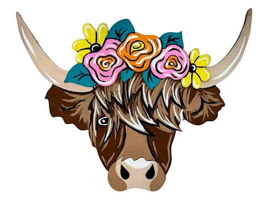 Highland Cow Door Hanger Painting