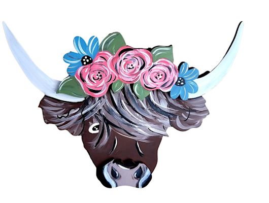 Highland Cow Door Hanger Painting