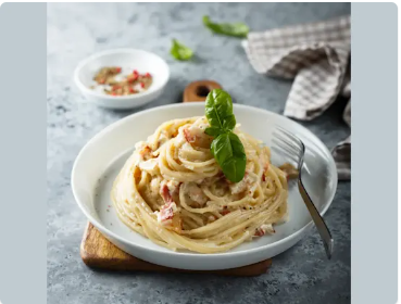 Italian: Fettuccine Carbonara, Mixed Green Salad