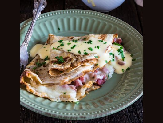 French: Savory Ham & Gruyere Crepes, Nutella & Fruit Dessert Crepes