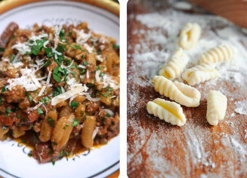 Italian: Cavatelli w/ Mushroom Ragout, Panzanella Salad, Chocolate Biscotti