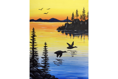 Paint & Sip "Sunset Flight" Painting Classes Los Angeles