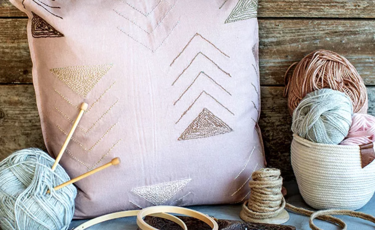 Simple Line Embroidery on Throw Pillows