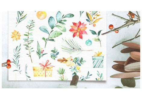 Watercolor Holiday Florals