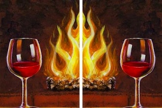 Virtual: Wine By The Fireplace Partner Painting