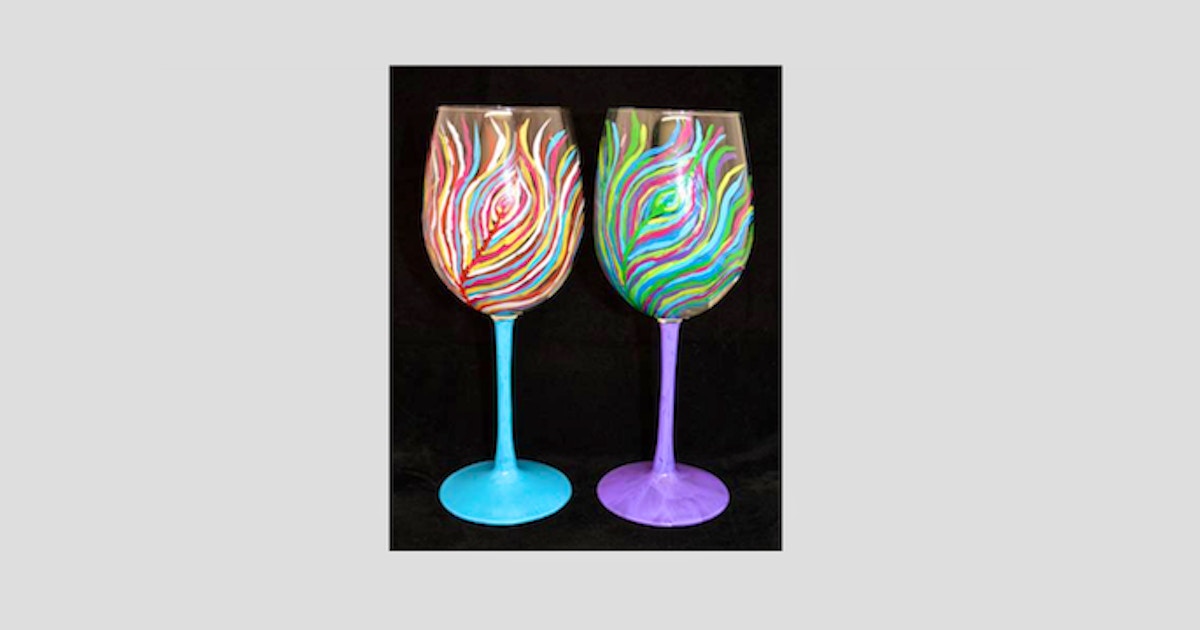 Hand Painted Peacock Feather Wine Glasses Tutorial, DIY Painted Wine Glasses