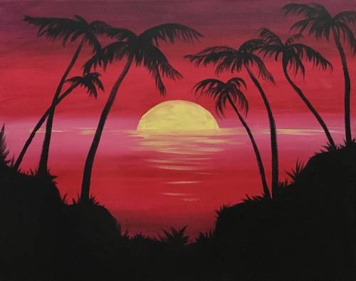 All Ages Paint Nite Hawaiian Sunset II [Class in NYC] Yaymaker