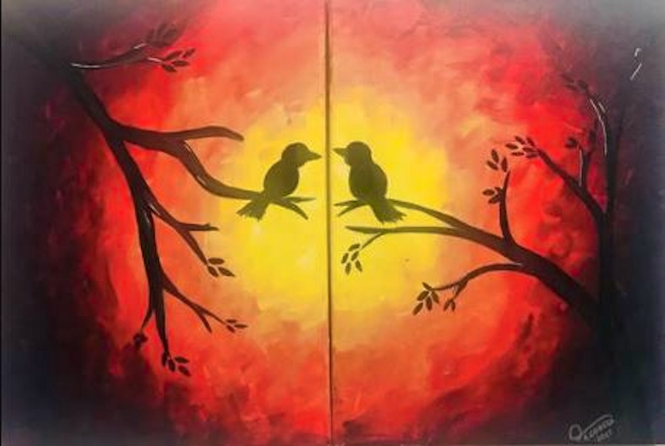 Love Birds COUPLES PAINTING KIT With Online Tutorial 