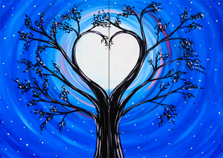 Paint Nite: Moonlit Heart Tree Partner Painting