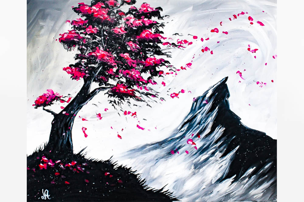 Paint Nite: Pink Blossom Mountain