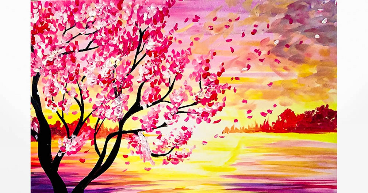 Paint Nite Sunset Cherry Blossoms Painting Classes New York