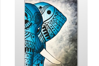 Virtual Paint Nite: Tribal Teal Elephant (Ages 6+)