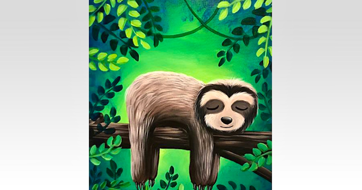 Paint Nite Sleepy Sloth Ages 6 Painting Classes New York Coursehorse Yaymaker