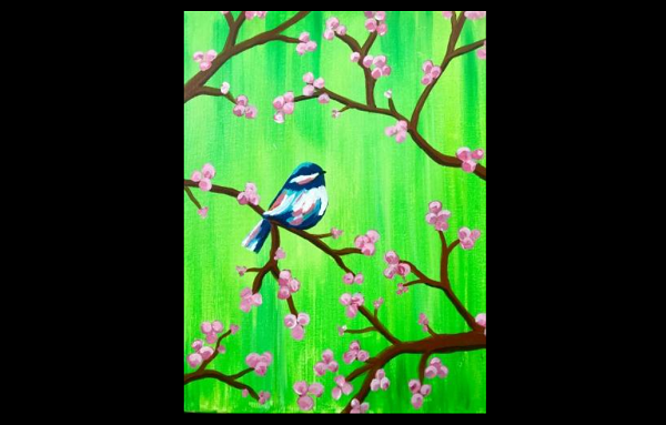 Paint Nite Cherry Blossom Chikadee Painting Classes Houston