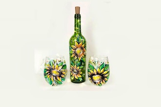 Paint Nite: Choose Sunflowers Wine Bottle