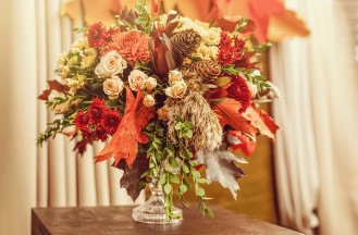 Autumn Floral Arrangement with Seasonal Branches