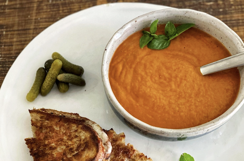 Heirloom Tomato Soup and Grilled Cheese