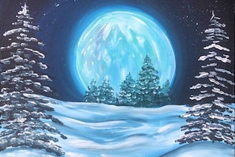 Painting a Snowy Winter Night / Acrylic Painting for Beginners 
