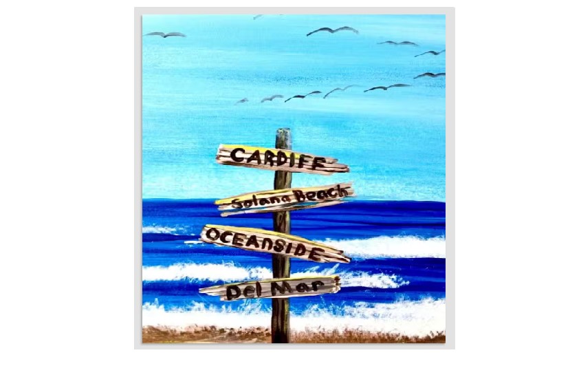 Beach Sign Wine and Paint Night