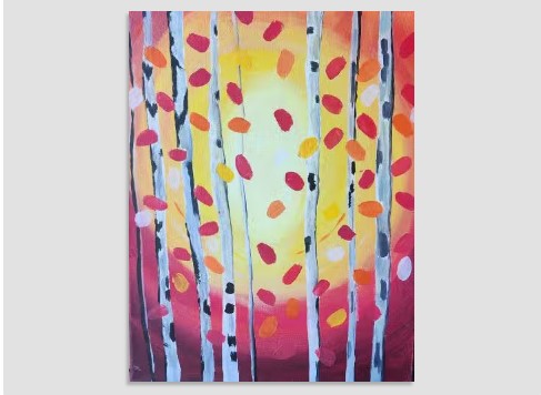 Join Us For This Warm and Inviting “Birch Trees” Paint and Sip Painting Event