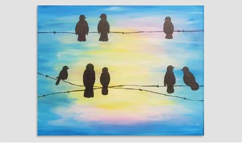 Join Our “Birds on a Wire” Paint and Sip Painting Event