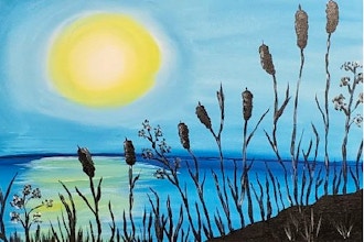 Sip and Paint: Serene Cattails at Sunset