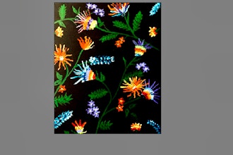 Flower Pop On Black Canvas Beginner Painting Classes San Diego