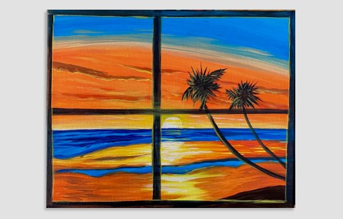 Island Sunset in the Window - Paint and Sip