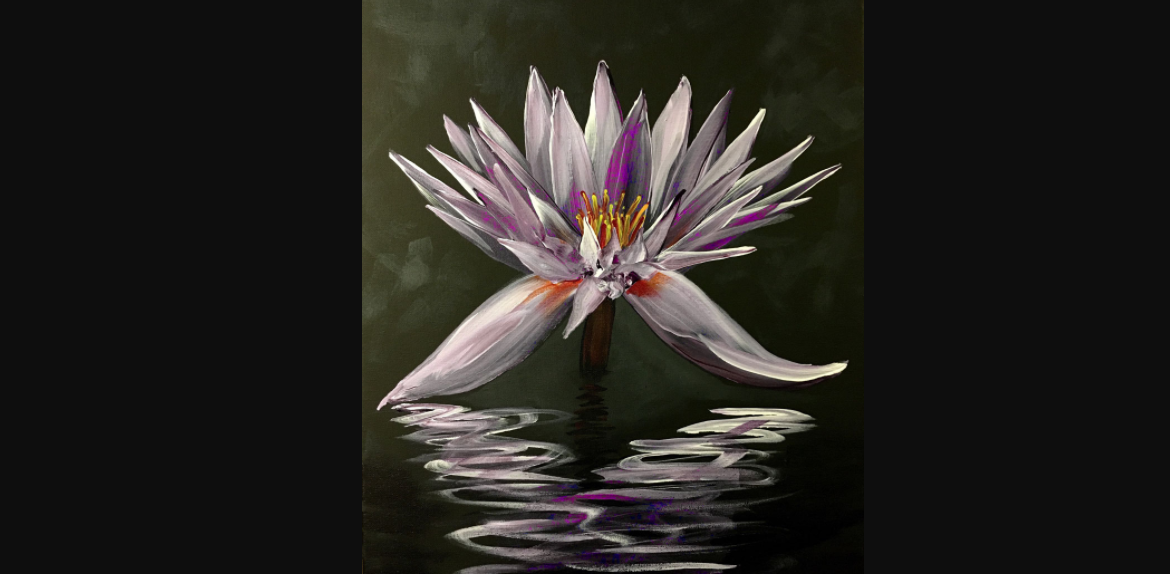Lotus on Black Canvas Paint Night