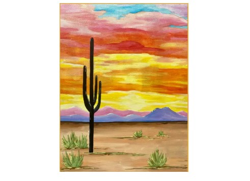 Sunset Cactus Paint and Sip