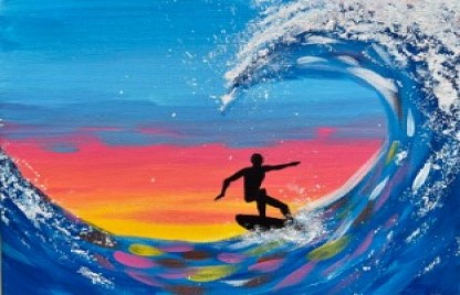 Sunset Surf Paint and Sip Night [Class in San Diego] @ Painting & Vino ...