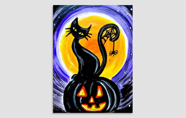 Halloween Cat: Paint and Wine Night
