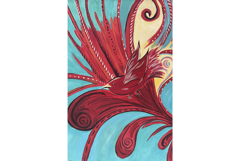 Red Bird Beginner Painting Classes San Diego CourseHorse Painting