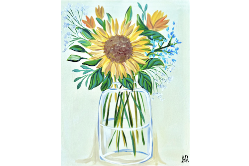 Sunny Sunflower Beginner Painting Classes Los Angeles CourseHorse