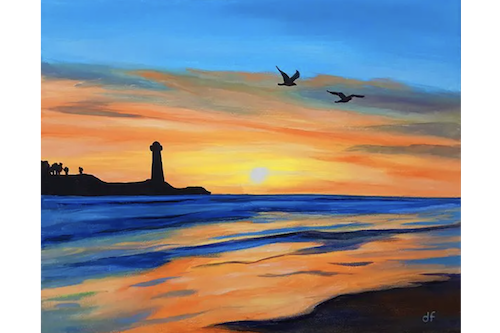 Sunset Flight Beginner Painting Classes San Diego CourseHorse