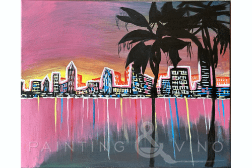 Sunset Skyline Paint and Sip [Class in San Diego] Painting & Vino