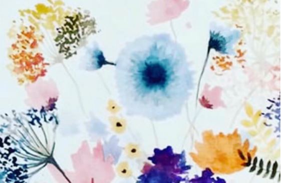 Abstract Watercolor and Fluid Botanicals