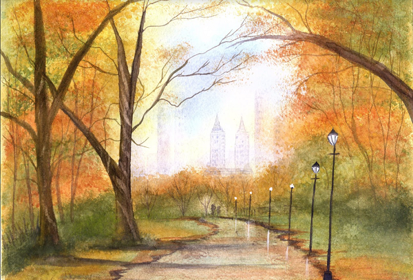 Virtual Watercolor Central Park the Easy Way