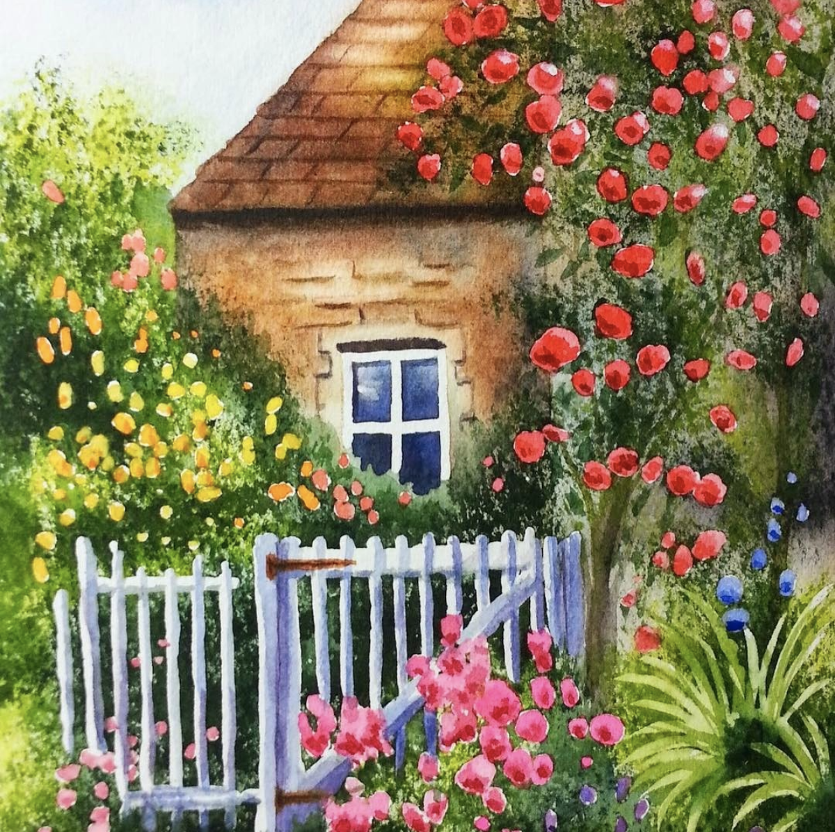 Virtual Watercolor Landscapes - Paint a Rose Garden