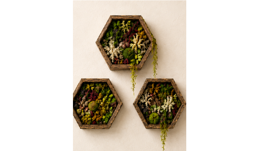 Moss Wall Art Creations (Set of 3 9" Hexagons)