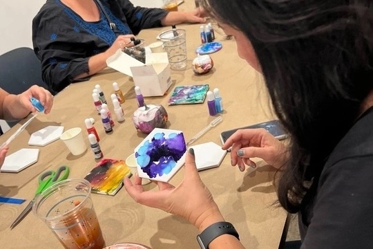 Alcohol Ink + Resin Tiles: Happy Hour (21+)