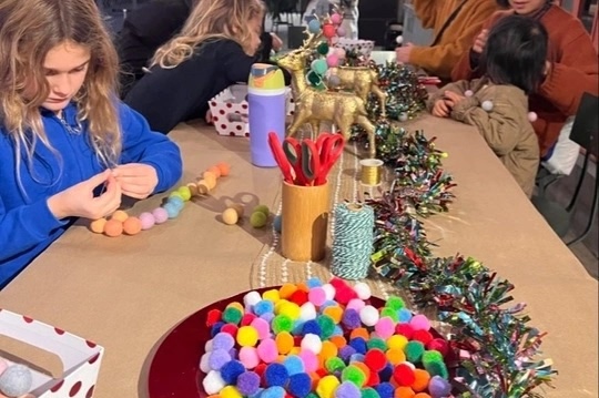 Santa's Workshop: Festive Holiday Pom Pom Garland (Ages 4 and up)