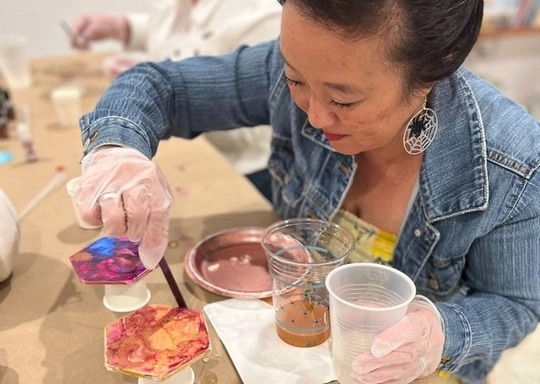 Morning Mamas & Papas: Alcohol Ink Ceramic Tiles
